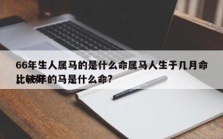 66年生人属马的是什么命属马人生于几月命比较好
，66年的马是什么命?