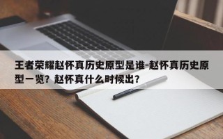 王者荣耀赵怀真历史原型是谁-赵怀真历史原型一览？赵怀真什么时候出？