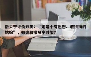 撒贝宁评价郑爽：“她是个有思想、敢拼搏的姑娘”，郑爽和撒贝宁吵架？