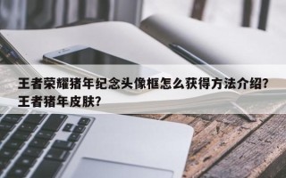 王者荣耀猪年纪念头像框怎么获得方法介绍？王者猪年皮肤？