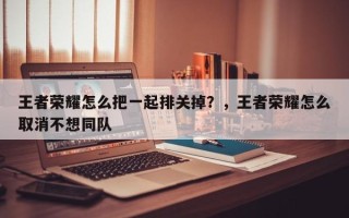 王者荣耀怎么把一起排关掉？，王者荣耀怎么取消不想同队