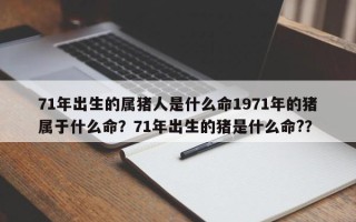 71年出生的属猪人是什么命1971年的猪属于什么命？71年出生的猪是什么命?？