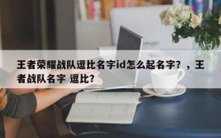 王者荣耀战队逗比名字id怎么起名字？，王者战队名字 逗比？