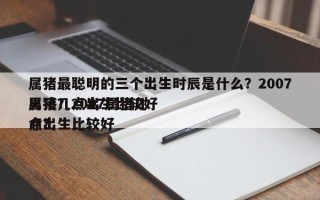 属猪最聪明的三个出生时辰是什么？2007属猪几点出生比较好
男孩？2007属猪几点出生比较好
命？