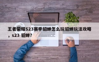 王者荣耀S23赛季貂蝉怎么玩貂蝉玩法攻略，s23 貂蝉？