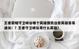 王者荣耀守卫峡谷哪个英雄强势这些英雄容易通关！？王者守卫峡谷用什么英雄？