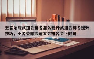 王者荣耀武道会排名怎么提升武道会排名提升技巧，王者荣耀武道大会排名会下降吗