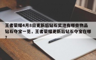 王者荣耀4月8日更新后钻石奖池有哪些物品钻石夺宝一览，王者荣耀更新后钻石夺宝在哪？