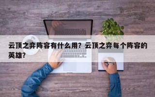 云顶之弈阵容有什么用？云顶之弈每个阵容的英雄？