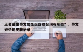 王者荣耀蔡文姬圣诞皮肤台词有哪些？，蔡文姬圣诞皮肤语录