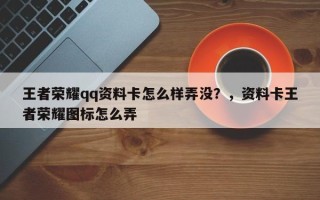 王者荣耀qq资料卡怎么样弄没？，资料卡王者荣耀图标怎么弄