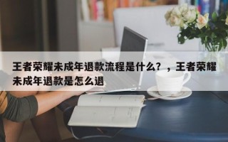 王者荣耀未成年退款流程是什么？，王者荣耀未成年退款是怎么退