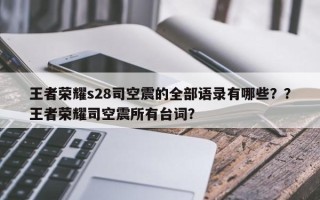 王者荣耀s28司空震的全部语录有哪些？？王者荣耀司空震所有台词？