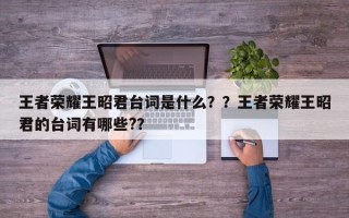 王者荣耀王昭君台词是什么？？王者荣耀王昭君的台词有哪些?？