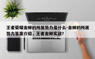 王者荣耀金蝉的所属势力是什么-金蝉的所属势力答案介绍，王者金蝉实战？