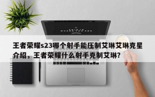 王者荣耀s23哪个射手能压制艾琳艾琳克星介绍，王者荣耀什么射手克制艾琳？