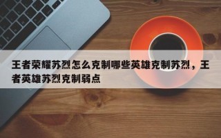 王者荣耀苏烈怎么克制哪些英雄克制苏烈，王者英雄苏烈克制弱点