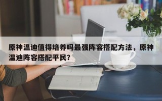 原神温迪值得培养吗最强阵容搭配方法，原神温迪阵容搭配平民？
