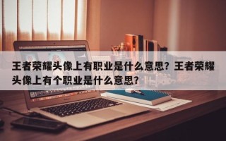 王者荣耀头像上有职业是什么意思？王者荣耀头像上有个职业是什么意思？