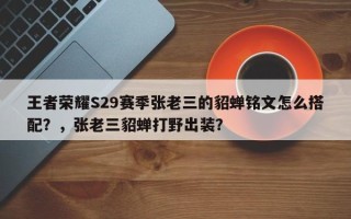 王者荣耀S29赛季张老三的貂蝉铭文怎么搭配？，张老三貂蝉打野出装？