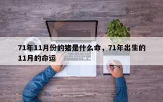 71年11月份的猪是什么命，71年出生的11月的命运