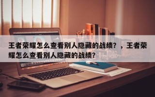 王者荣耀怎么查看别人隐藏的战绩？，王者荣耀怎么查看别人隐藏的战绩？