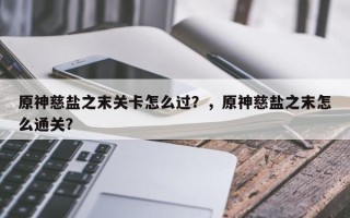 原神慈盐之末关卡怎么过？，原神慈盐之末怎么通关？